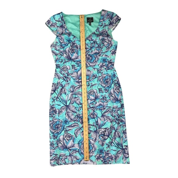 Adrianna Papell Cap Sleeve Floral Sheath Dress Size 6 Blue Floral Easter Spring - Picture 12 of 13